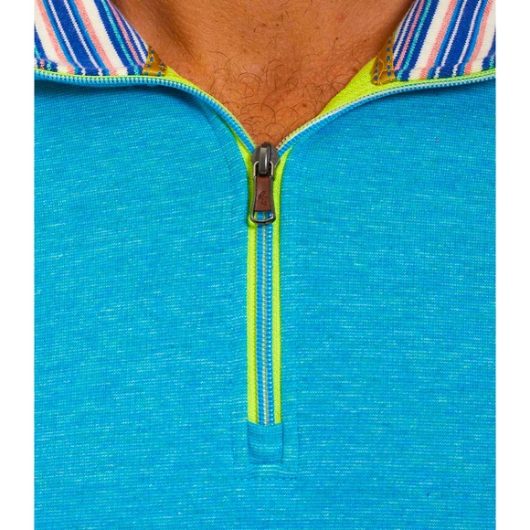 ROBERT GRAHAM ‘ABDUL’ 1/4 ZIP LONG SLEEVE KNIT - MINT COLOR - CLASSIC FIT - Picture 5 of 10